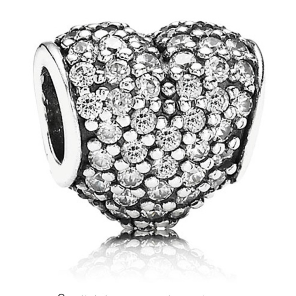 Authentic Retired Pandora Pave Heart Clear CZ S925 Ale Sterling Silver Charm